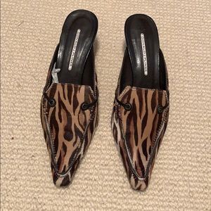 Donald J Pliner panther hair calf pumps.